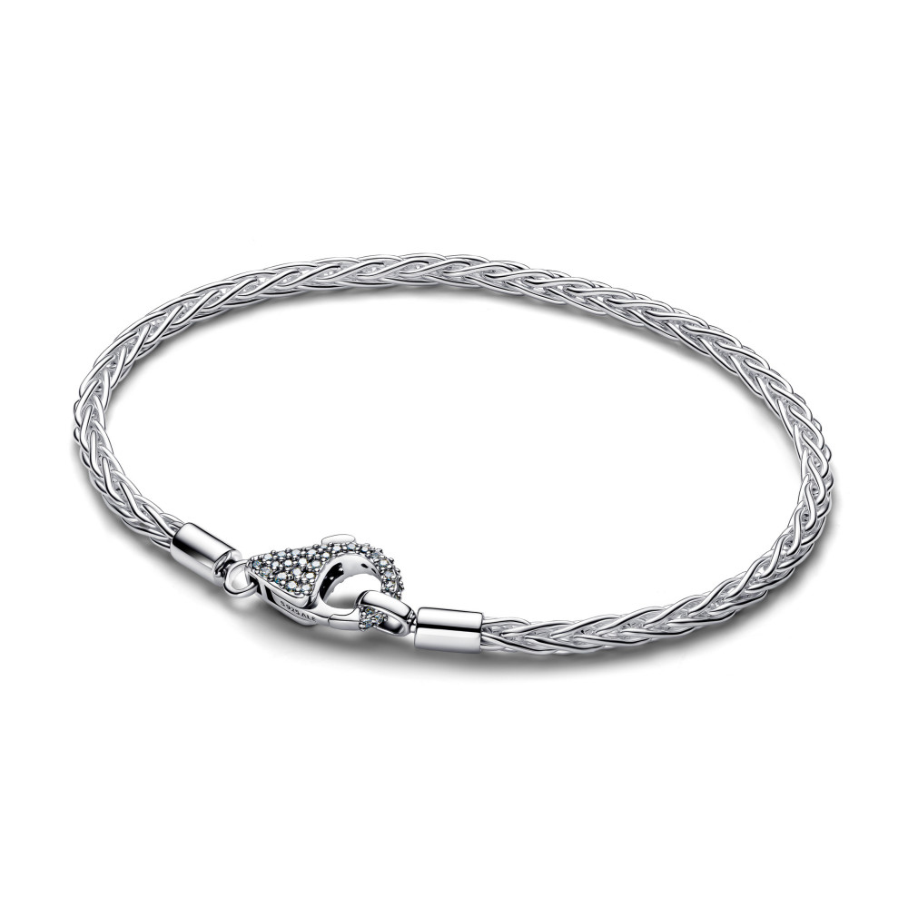 Bracelet Pandora mailles queue de renard, fermoir pavéen argent 925/1000, 594462C01