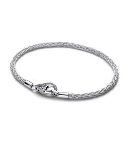 Bracelet Pandora mailles queue de renard, fermoir pavéen argent 925/1000, 594462C01