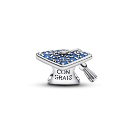 Charm Pandora Moments  chapeau de remise de diplôme bleu scintillant 2026 en argent 925/1000, 794461C01