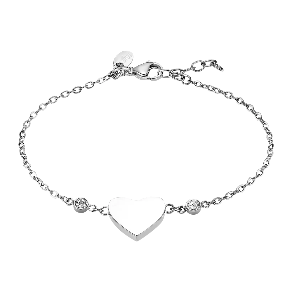 Bracelet Lotus Style Old money, coeur en acier et cristaux LS2558-2/1