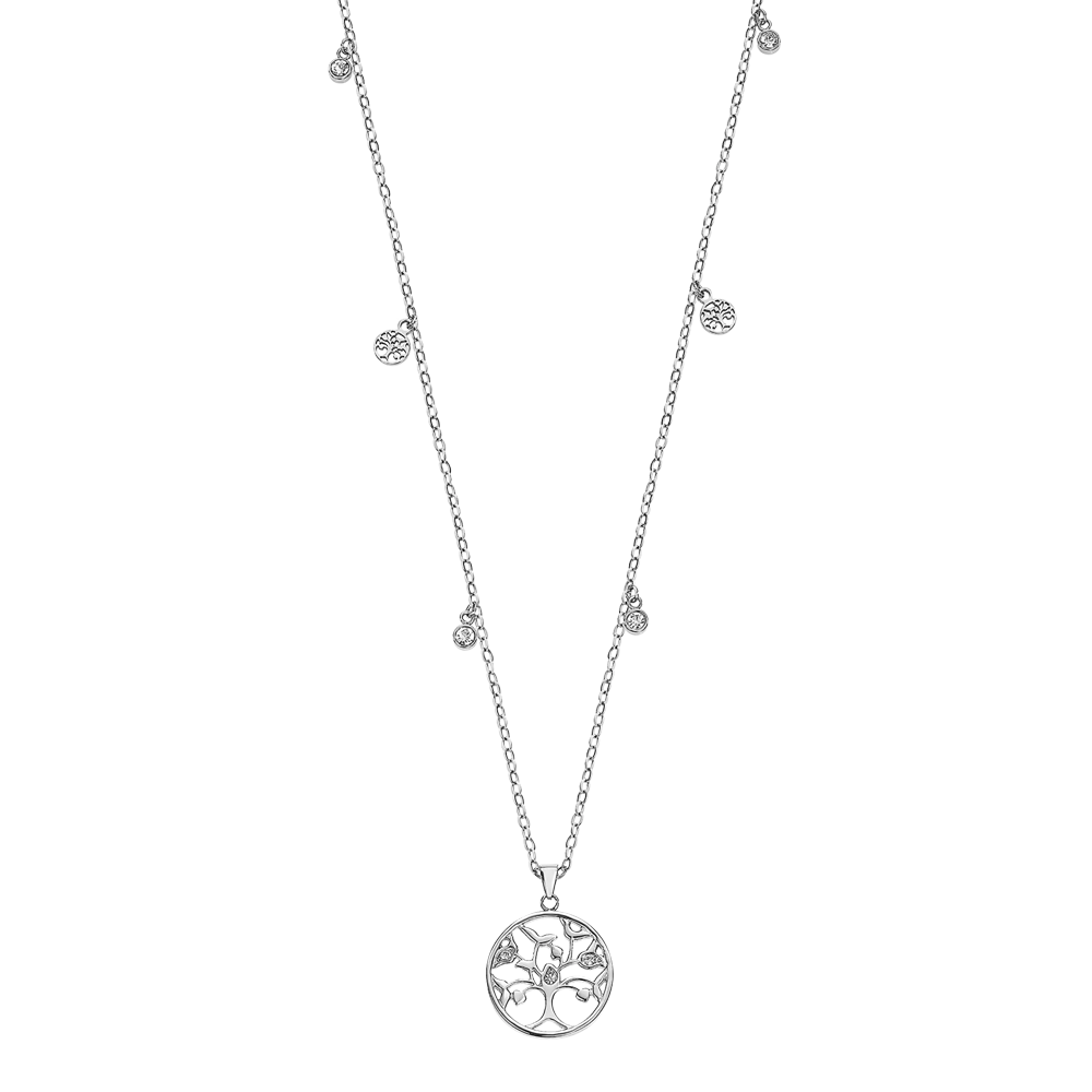 Collier Lotus Style Old money, arbre de vie en acier et cristaux LS2600-1/1