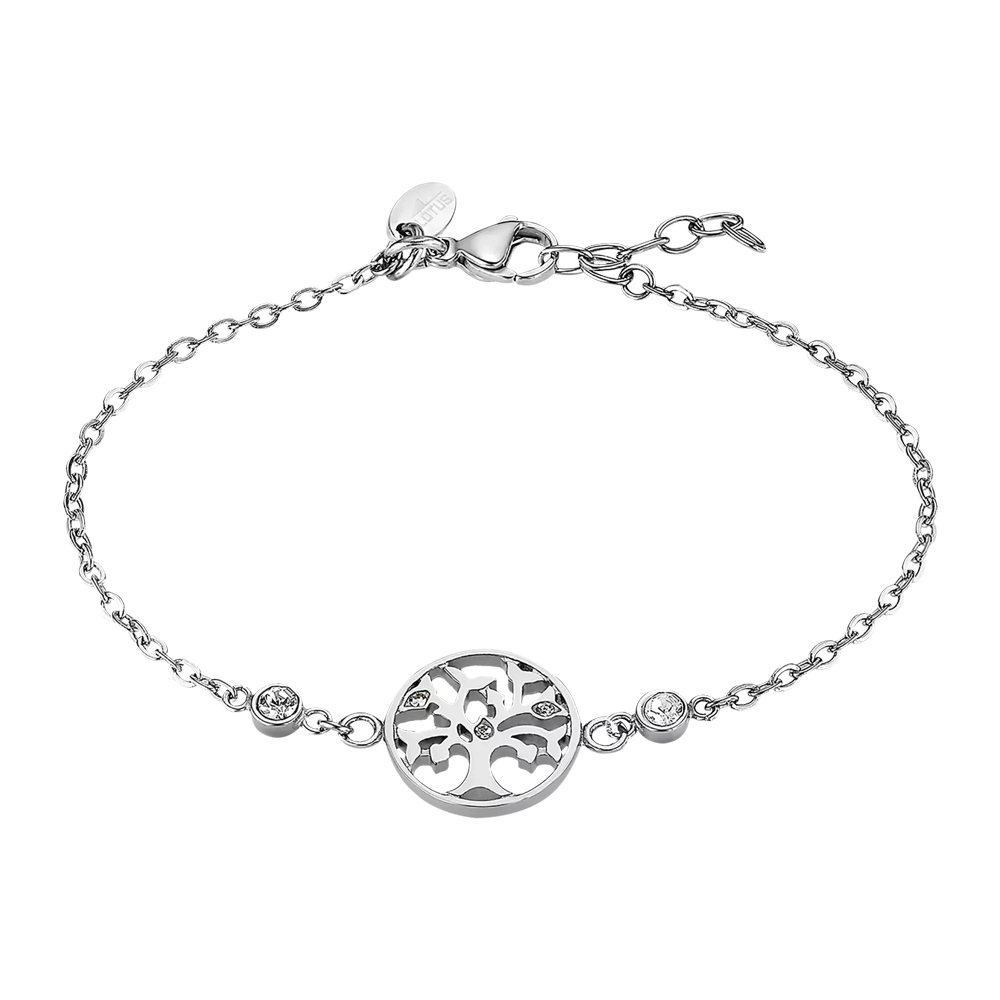 Bracelet Lotus Style Old money, arbre de vie en acier et cristaux LS2600-2/1