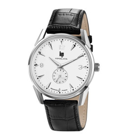 Montre Homme Lip Himalaya, 40 mm, Petite seconde, acier et cuir 671240