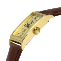 Montre LIP Churchill T24 - Dorée & Cuir Marron - 671277. Fabriquée en France
