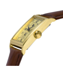 Montre LIP Churchill T24 - Dorée & Cuir Marron - 671277. Fabriquée en France