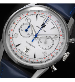 Montre Homme LIP Himalaya Chronographe - Acier & Cuir Bleu - 671593