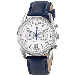 Montre Homme Lip Himalaya, 40 mm, Chronographe, acier et cuir 671593