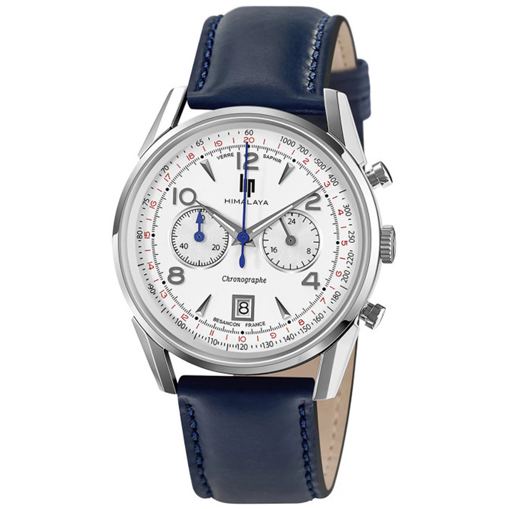 Montre Homme Lip Himalaya, 40 mm, Chronographe, acier et cuir 671593