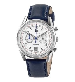 Montre Homme Lip Himalaya, 40 mm, Chronographe, acier et cuir 671593
