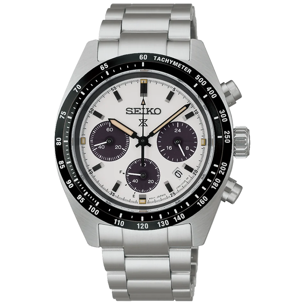 Montre homme Seiko Prospex, Speedtimer, chronographe quartz solaire en acier, SSC961P1