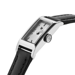 Montre Femme LIP Churchill T13 671931 - Rectangulaire Argent & Cuir Noir
