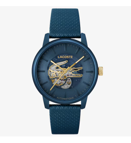 Montre homme Lacoste, .12.12 Automatique en acier PVD bleu avec bracelet en cuir bleu, 2011385