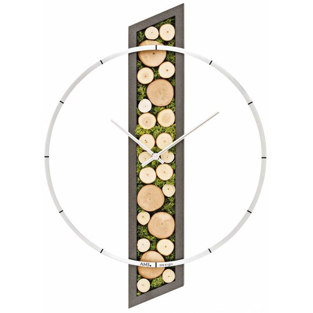 Pendule murale AMS en Aluminium et bois 9607