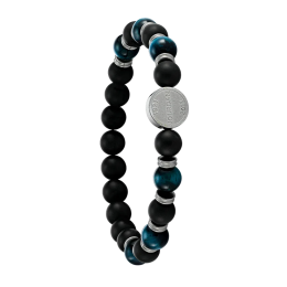 Bracelet Jourdan Bijoux 1921, Onyx et oeil de tigre bleu, Acier JH100001B