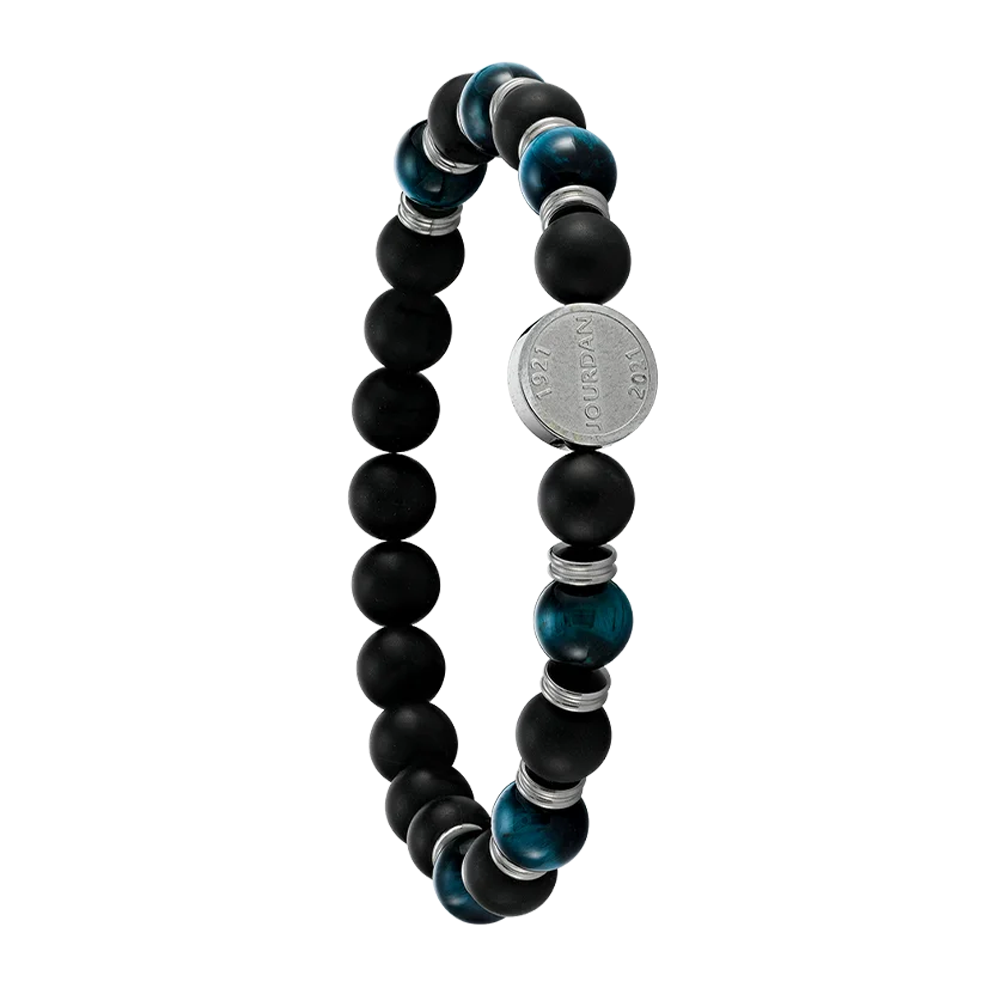 Bracelet Jourdan Bijoux 1921, Onyx et oeil de tigre bleu, Acier JH100001B