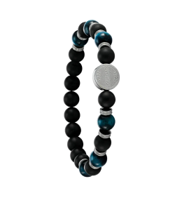 Bracelet Jourdan Bijoux 1921, Onyx et oeil de tigre bleu, Acier JH100001B
