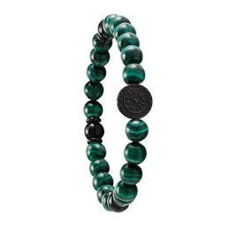 Bracelet Jourdan Bijoux Yasur vert, Malachite, Acier PVD noir JH100019B