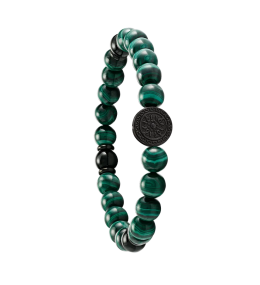 Bracelet Jourdan Bijoux Yasur vert, Malachite, Acier PVD noir JH100019B
