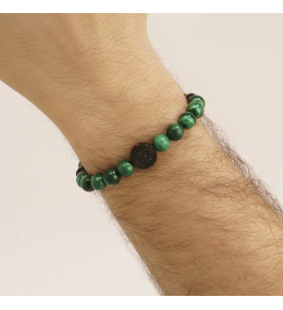 Bracelet Homme Jourdan Yasur - Malachite & Acier PVD Noir - JH100019B