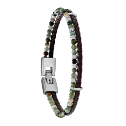 Bracelet Jourdan Bijoux Nil, Agate, Acier et cuir JH100022B