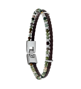 Bracelet Jourdan Bijoux Nil, Agate, Acier et cuir JH100022B