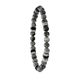 Bracelet Jourdan Bijoux Vulca, Jaspe grise, Acier JH100026B
