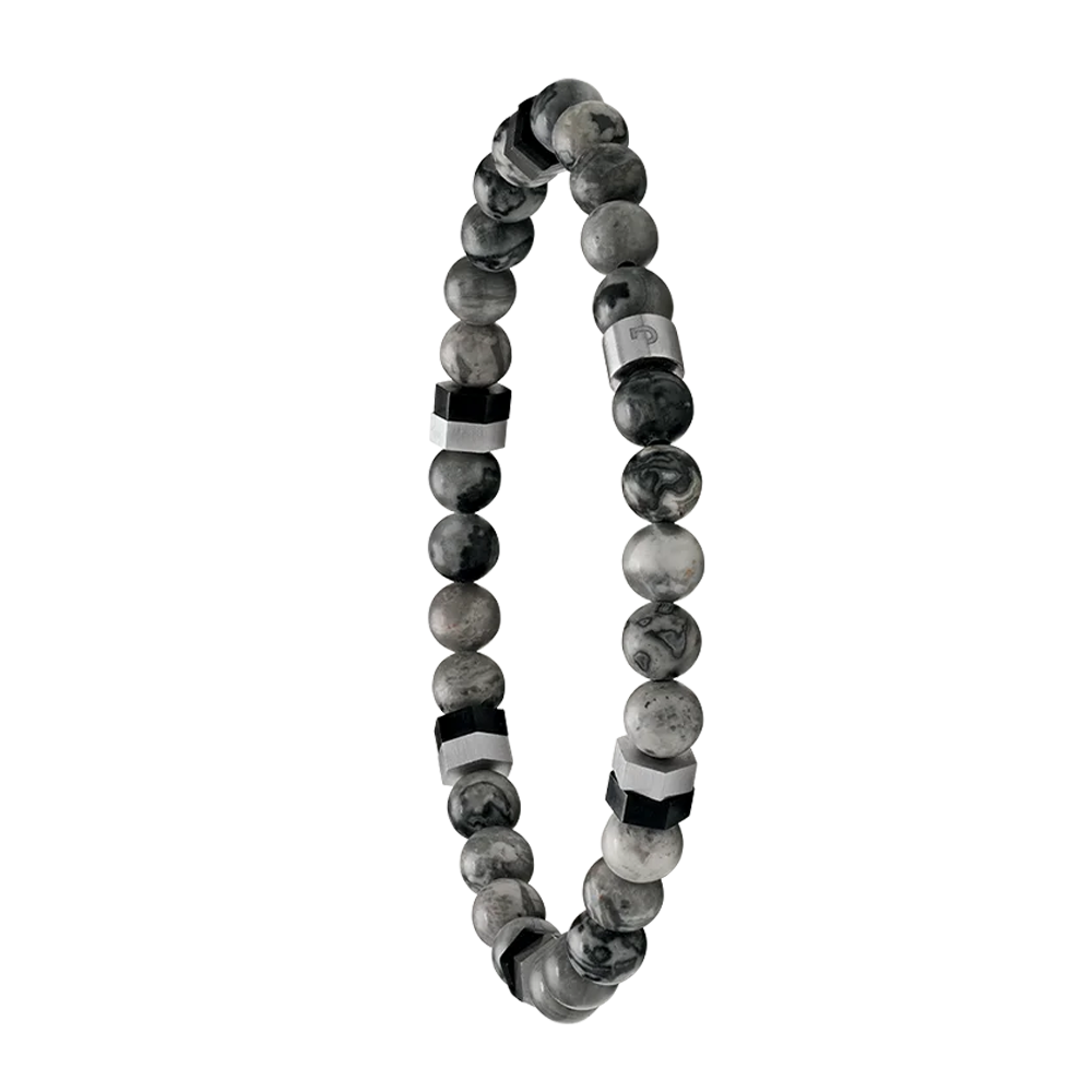 Bracelet Jourdan Bijoux Vulca, Jaspe grise, Acier JH100026B