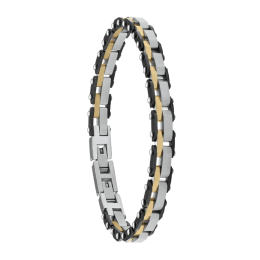 Bracelet Jourdan Bijoux Elias noir en Acier, Acier PVD jaune et Acier PVD noir JH100036B