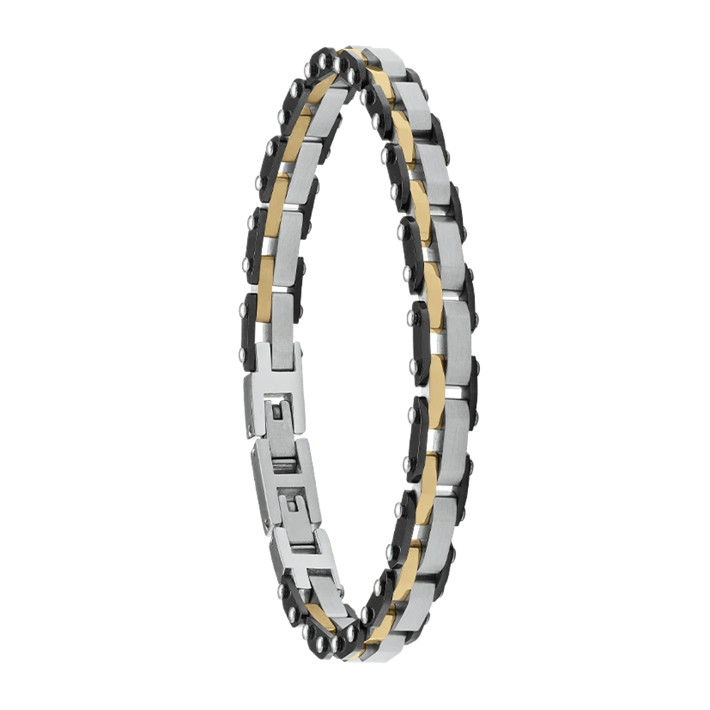 Bracelet Jourdan Bijoux Elias noir en Acier, Acier PVD jaune et Acier PVD noir JH100036B
