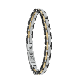 Bracelet Jourdan Bijoux Elias noir en Acier, Acier PVD jaune et Acier PVD noir JH100036B