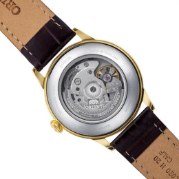 Montre Orient Bambino 38 mm - Automatique - Acier PVD Jaune & Cuir