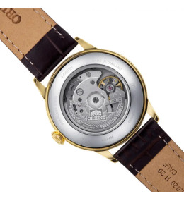 Montre Orient Bambino 38 mm - Automatique - Acier PVD Jaune & Cuir