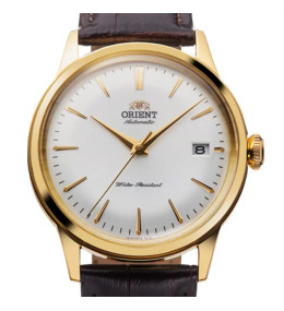 Montre Orient Bambino 38 mm - Automatique - Acier PVD Jaune & Cuir