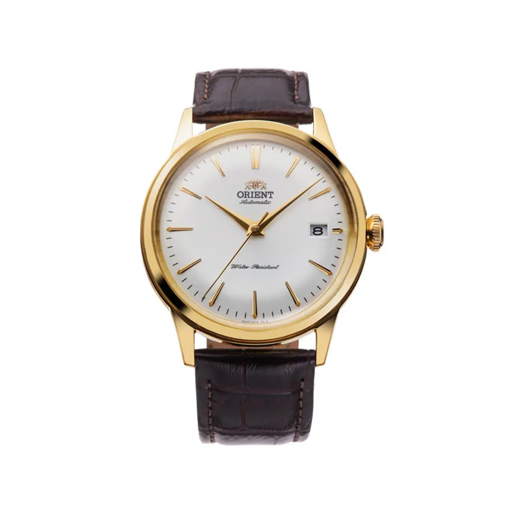 Montre Homme Orient, Automatique, Bambino 38 mm en acier PVD jaune et bracelet cuir RA-AC0M01S30B