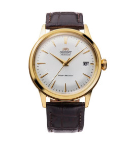 Montre Homme Orient, Automatique, Bambino 38 mm en acier PVD jaune et bracelet cuir RA-AC0M01S30B