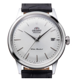 Montre Orient Bambino 38 mm - Automatique - Cadran Blanc & Cuir Noir