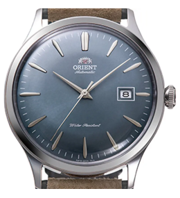 Montre Homme Orient Bambino 42 mm - Automatique - Cadran Bleu & Bracelet Beige