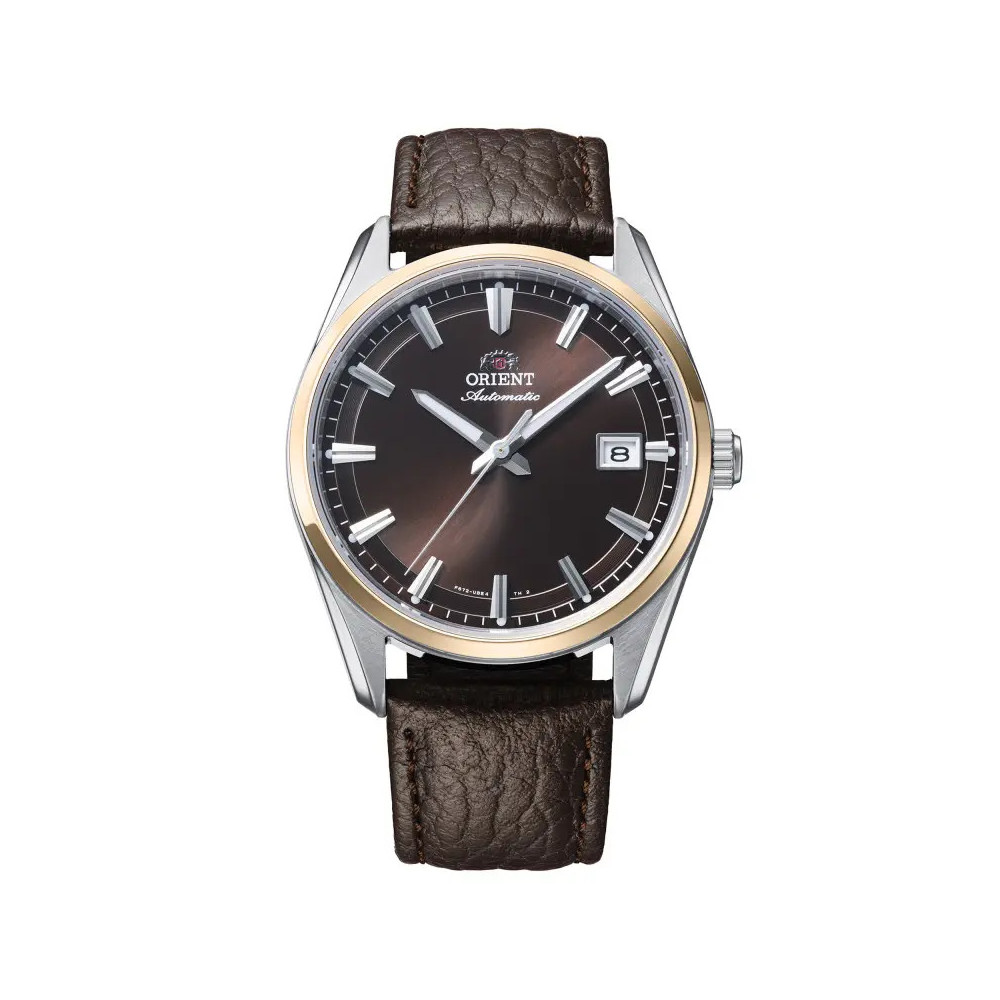 Montre Homme Orient, Automatique, Stretto date 38,50 mm en acier bicolore et bracelet cuir RA-AC0R03Y30B
