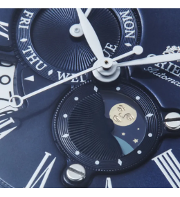 Montre Homme Orient Sun & Moon - Automatique - Verre Saphir & Cuir Bleu