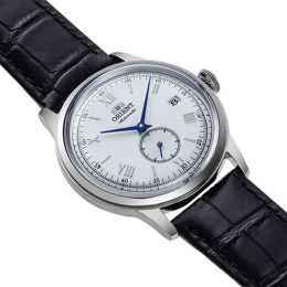 Montre Homme Orient Bambino 38 mm - Petite Seconde - Cadran Argent & Aiguilles Bleues