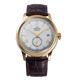 Montre Homme Orient, Automatique, Bambino 38,40 mm en acier PVD jaune et bracelet cuir RA-AP0106S30B