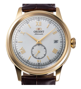 Montre Homme Orient Bambino 38 mm - Acier PVD Or Jaune - Petite Seconde