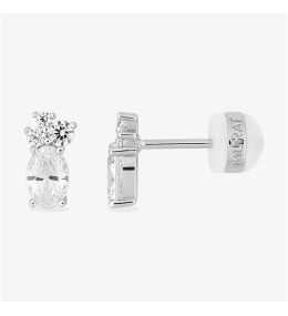 Boucles d'oreilles Royale Twist Murat Paris - Argent 925 & Zirconium Ovale