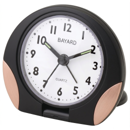 Réveil Bayard de voyage noir et doré rose avec lumière GS87.21