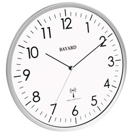 Pendule murale Bayard radio pilotée silencieuse argentée JB11.19