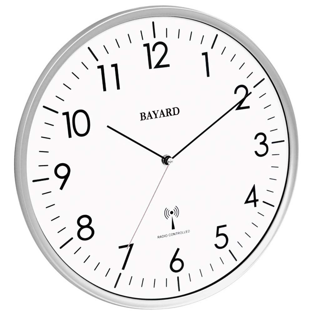 Pendule murale Bayard radio pilotée silencieuse argentée JB11.19