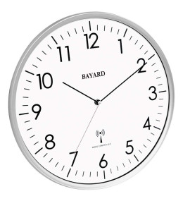 Pendule murale Bayard radio pilotée silencieuse argentée JB11.19
