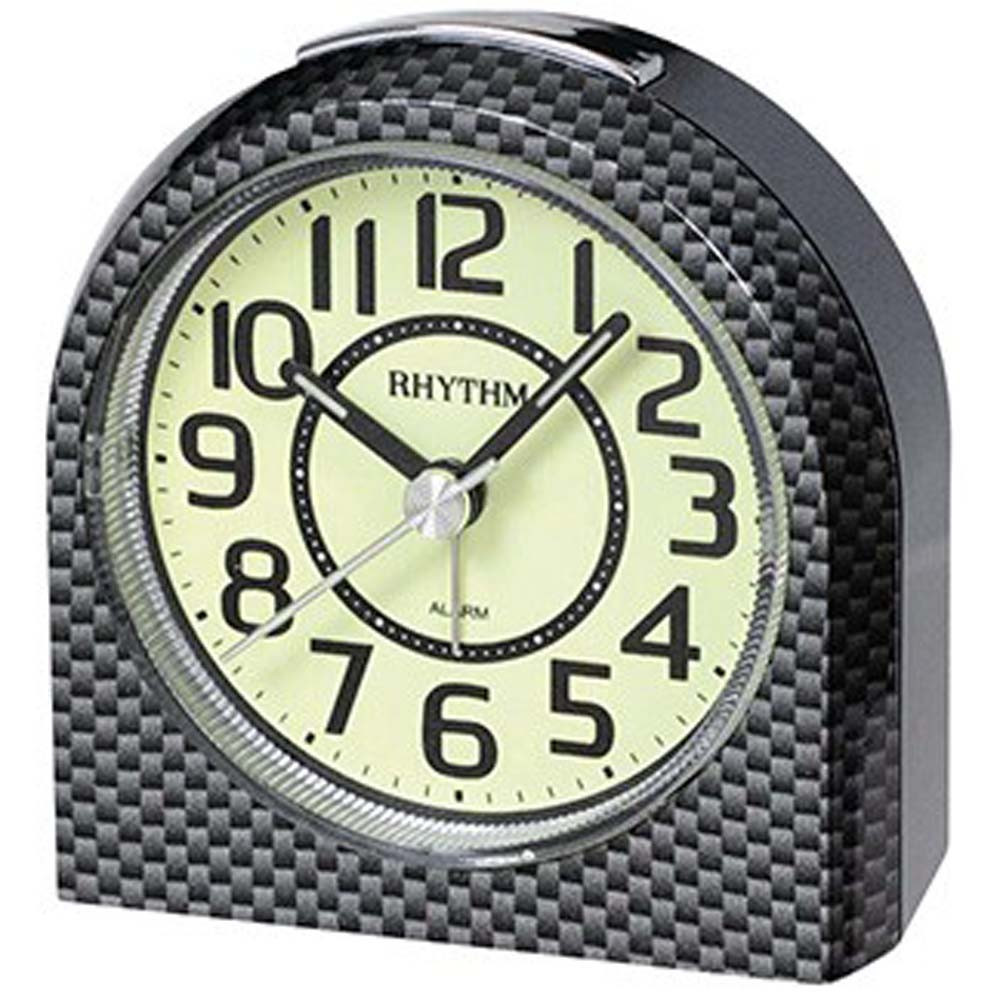 Réveil RHYTHM effet carbone noir RE854.02