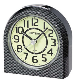 Réveil RHYTHM effet carbone noir RE854.02