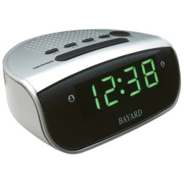 Réveil Bayard affichage cristaux liquide double alarme, gris, SN30.19